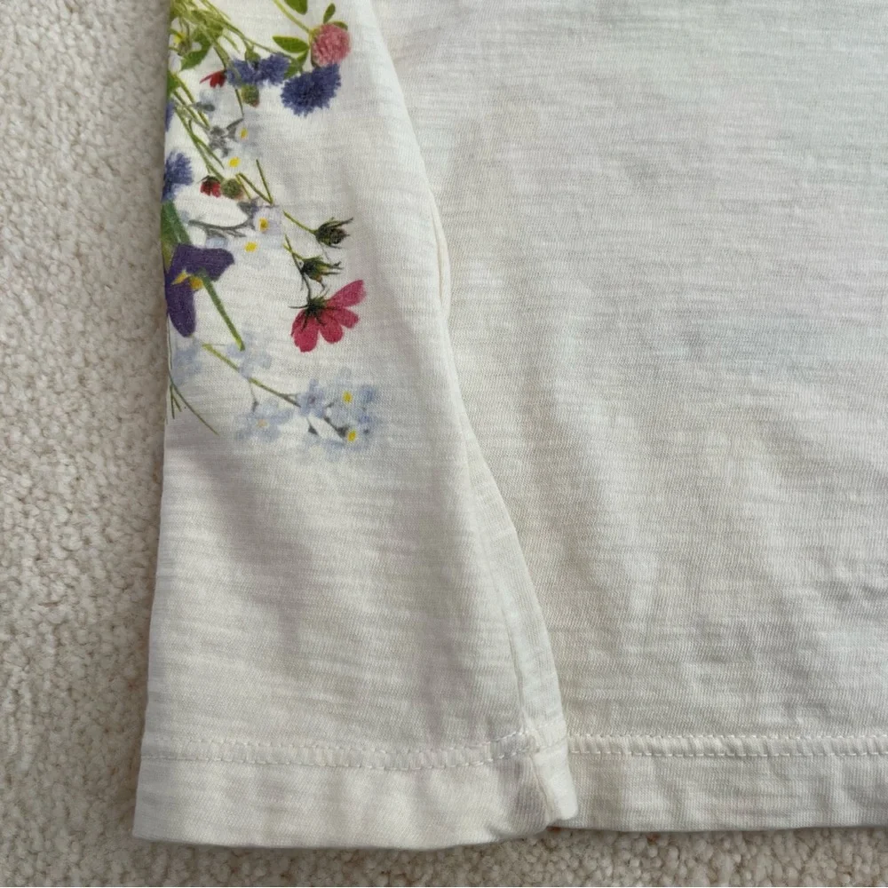 Sleeveless Flower Dress V Neck Ivory/Cream 100% Cotton Made in USA Size Small - Picture 7 of 9